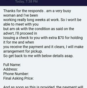 SCAMMER ALERT! SHARE!! (Jsandra06768)